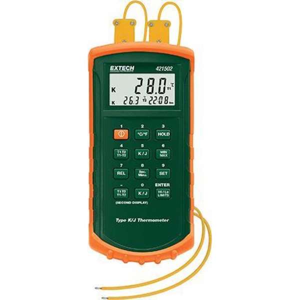 EXTECH 421502: Type J/K, Dubbele invoerthermometer met alarm EXTECH 421502: Type J/K, Dubbele invoerthermometer met alarm