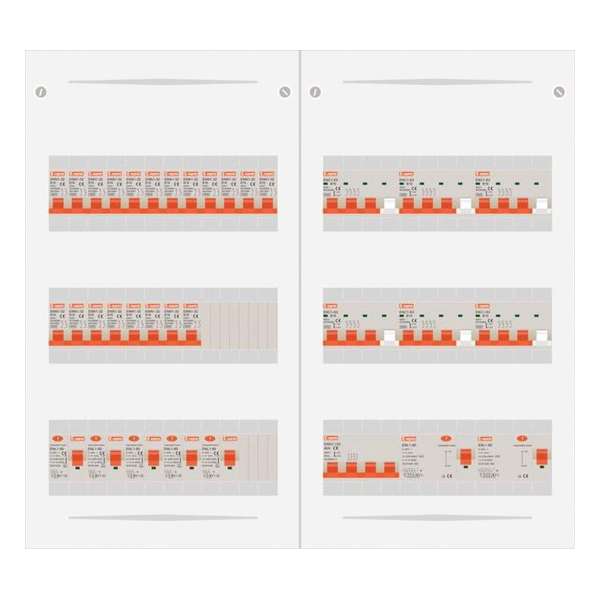 3 fase bedrijfsverdeler 63A met 20 licht groepen en 6 krachtgroepen 3 fase bedrijfsverdeler 63A met 20 licht groepen en 6 krachtgroepen