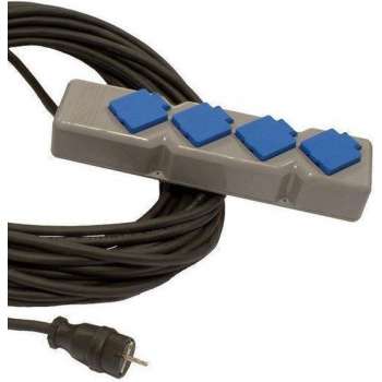 Snoercentrale grijs/blauw met 10m snoer 4-voudig