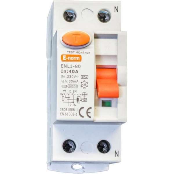 Aardlekschakelaar 2p 80a-30ma 10KA Aardlekschakelaar 2p 80a-30ma 10KA