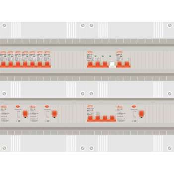 3 fase groepenkast met 7 licht groepen, kookgroep en 1 krachtgroep