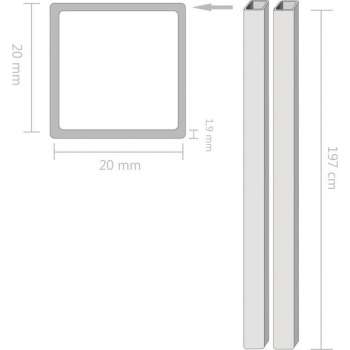 vidaXL Buizen vierkant stekkersectie V2A 2m 20x20x1,9mm rvs 2 st