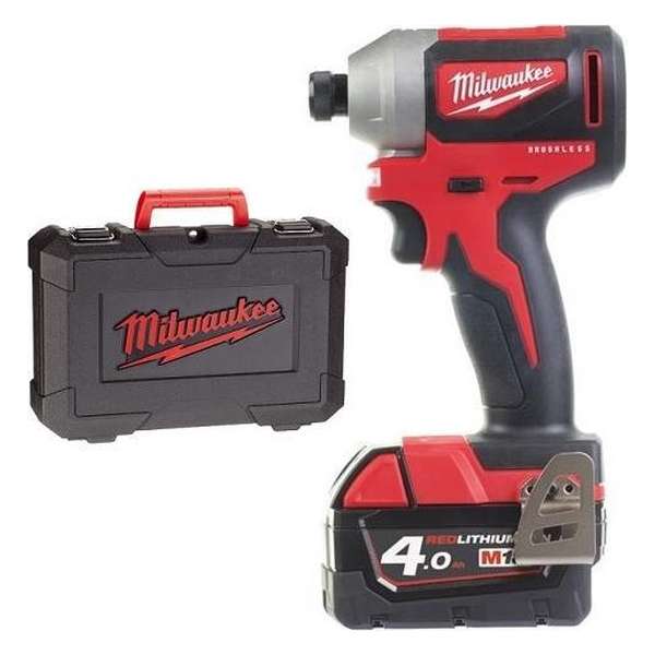 Milwaukee M18 CBLID-402C 18V Li-Ion accu slagschroevendraaier set (2x 4.0Ah accu) in koffer - koolborstelloos Milwaukee M18 CBLID-402C 18V Li-Ion accu slagschroevendraaier set (2x 4.0Ah accu) in koffer - koolborstelloos
