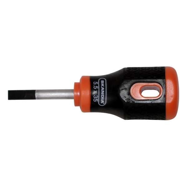 Skandia stubby schroevendraaier puntbreedte 5,5 mm, 35/90 mm Skandia stubby schroevendraaier puntbreedte 5,5 mm, 35/90 mm