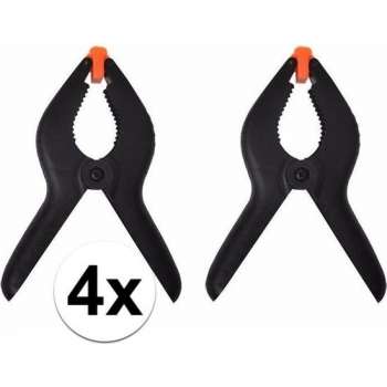 4x kunststof lijmklemmen / marktklemmen - 16 cm - veerklemmen / marktklem