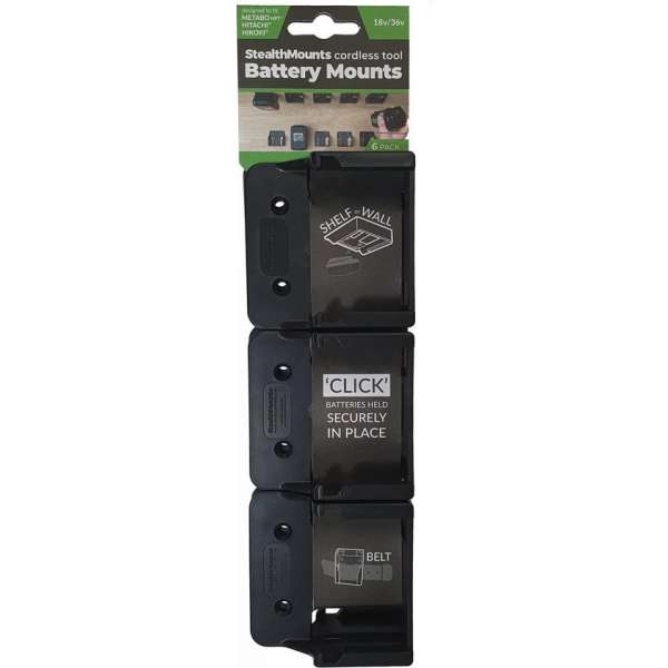 StealthMounts BM-MHH18-BLK-6 Accuhouder voor Hikoki/Metabo 18V/36V - Zwart - 6-pack StealthMounts BM-MHH18-BLK-6 Accuhouder voor Hikoki/Metabo 18V/36V - Zwart - 6-pack