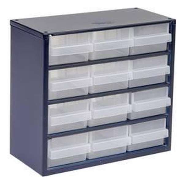 Raaco Metalen Ladenkast - 12 laden - 30x28x15 cm -137553 Raaco Metalen Ladenkast - 12 laden - 30x28x15 cm -137553