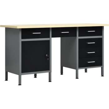 vidaXL Werkbank 160x60x85 cm staal zwart  VDXL_145347