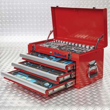 Datona® -  Gereedschapskist Drie Lades - 4 Lades Gevuld -  Rood - Gemakkelijk In Vervoer