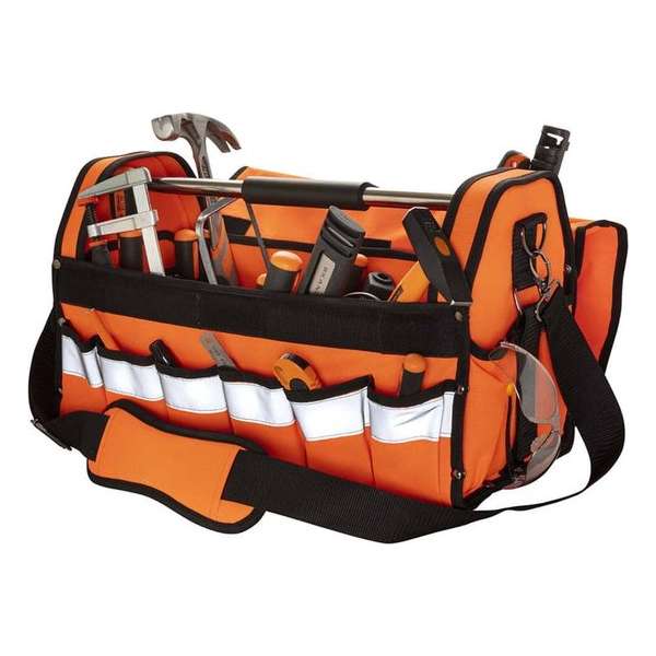ToolPack 362.060 Timber Hi-Vis Gereedschapstas met metalen draagbeugel - Groot ToolPack 362.060 Timber Hi-Vis Gereedschapstas met metalen draagbeugel - Groot