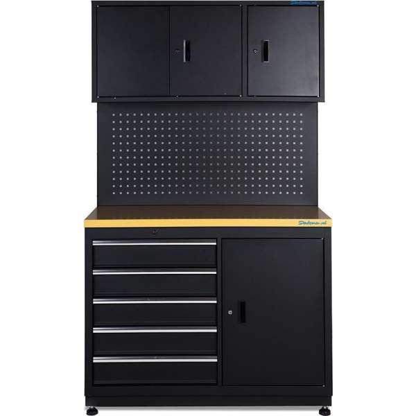 Werkbank garage 120 cm met gereedschapskasten