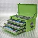 Datona® Gereedschapskist drie lades - 4 lades gevuld -  Groen