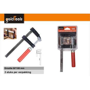 GoldTools Schroef-lijmklem - 2 stuks - Lijmklem - Lijmtang - F-spanklem lijmklem - F-klem - Rood - 50x100mm