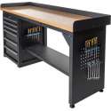 Datona® Werkbank PRO - bamboe werkblad - 6 lades - 200 cm -  Zwart