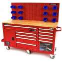 HBM 158 cm 10 laden werkbank met deur en achterwand ROOD