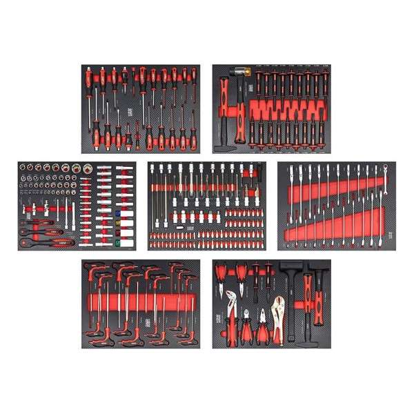 HBM 274 Delige XL Premium Gevulde gereedschapswagen Met Deur en Carbon Inlays HBM 274 Delige XL Premium Gevulde gereedschapswagen Met Deur en Carbon Inlays