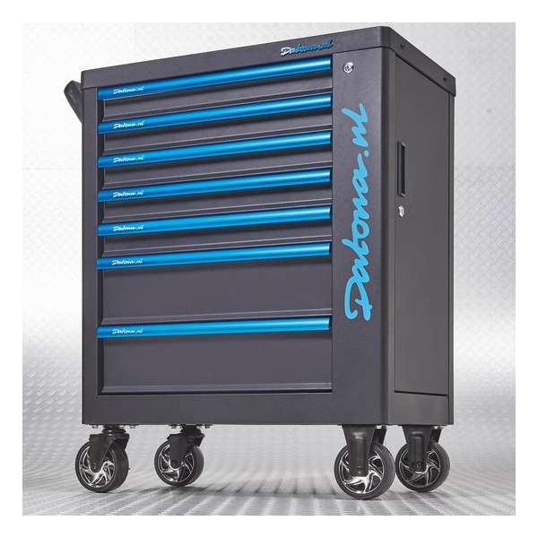 Datona® Gereedschapswagen Black-Line met 7 laden en opbergkast - Mat Zwart Datona® Gereedschapswagen Black-Line met 7 laden en opbergkast - Mat Zwart