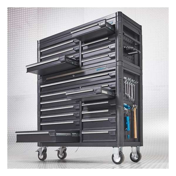 Datona® Gereedschapswagen 13 laden met gereedschapskist 8 laden 125 cm - Mat Zwart Datona® Gereedschapswagen 13 laden met gereedschapskist 8 laden 125 cm - Mat Zwart