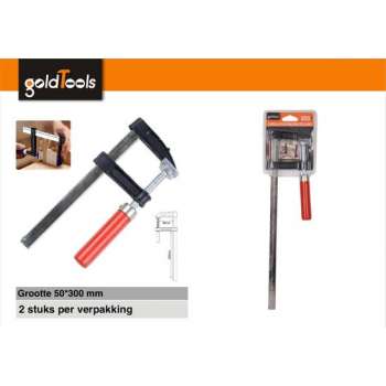 GoldTools Schroef-lijmklem - 2 stuks - Lijmklem - Lijmtang - F-spanklem lijmklem - F-klem - Rood - 50x300mm