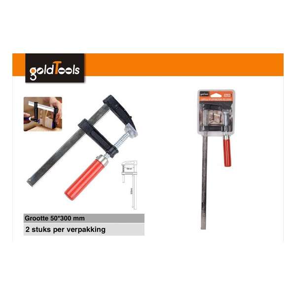 GoldTools Schroef-lijmklem - 2 stuks - Lijmklem - Lijmtang - F-spanklem lijmklem - F-klem - Rood - 50x300mm GoldTools Schroef-lijmklem - 2 stuks - Lijmklem - Lijmtang - F-spanklem lijmklem - F-klem - Rood - 50x300mm