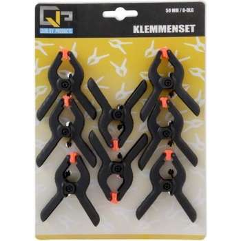 8x Hobby lijmklemmen/veerklemmen 5 cm - Hobby/klusbenodigdheden - Marktkraa