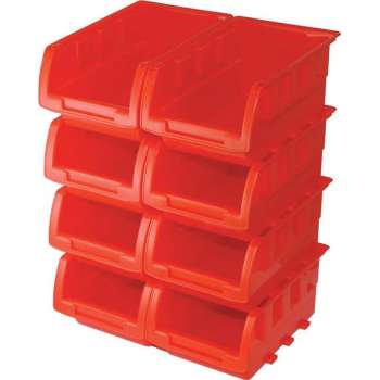 Silverline 250968 8-delige Set opbergbakken - Stapelbaar - 165 x 105 x 75mm