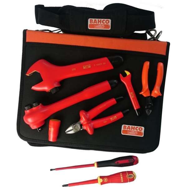 Professionele BAHCO gereedschapset in tas, geïsoleerd 1000V.09, voor werken met spanning Professionele BAHCO gereedschapset in tas, geïsoleerd 1000V.09, voor werken met spanning