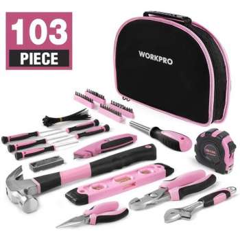 Roze Gereedschapset Voor Vrouwen Gereedschapstas Garage Hobby Reparatie Tool Kit Set 103 Delig Cadeau