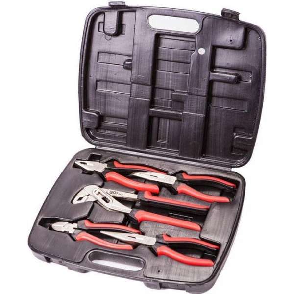 BGS Tangenset - 5-delig - Stevige kunststoffen gereedschapskoffer - Rood, Zwart BGS Tangenset - 5-delig - Stevige kunststoffen gereedschapskoffer - Rood, Zwart