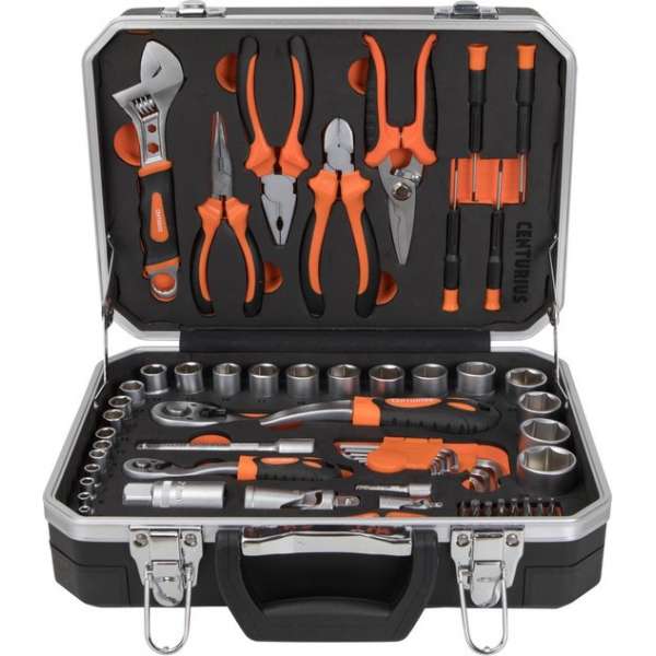 Centurius Gereedschapskoffer 80-delig - Tangen, bits, ratels en dopsleutelset - Stevige Gereedschapskist Centurius Gereedschapskoffer 80-delig - Tangen, bits, ratels en dopsleutelset - Stevige Gereedschapskist