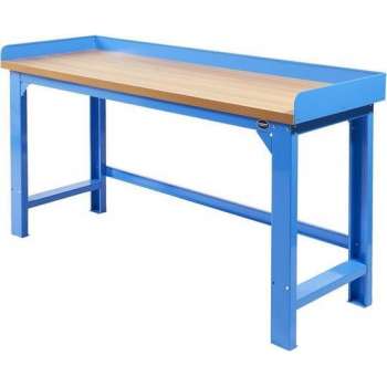 Datona® Werkbank PRO - bamboe werkblad - legbord - 200 cm -  Blauw