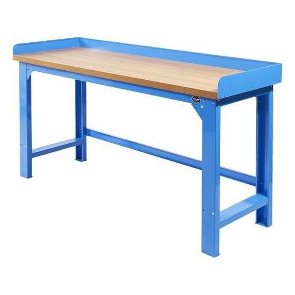 Datona® Werkbank PRO - bamboe werkblad - legbord - 200 cm - Blauw Datona® Werkbank PRO - bamboe werkblad - legbord - 200 cm - Blauw