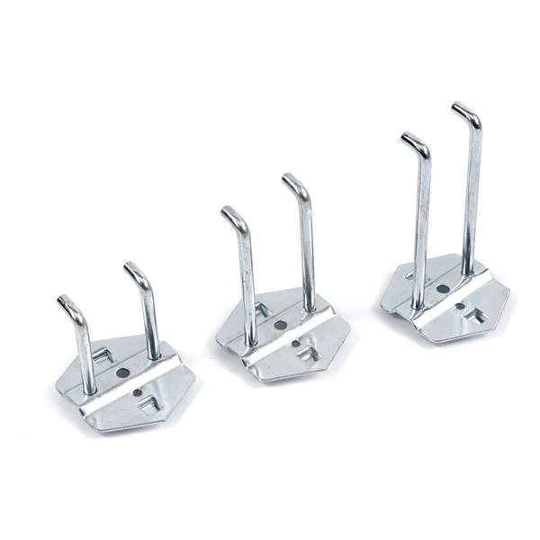 HBM 100 x 6 mm. Dubbele Haak voor Gereedschapswand HBM 100 x 6 mm. Dubbele Haak voor Gereedschapswand