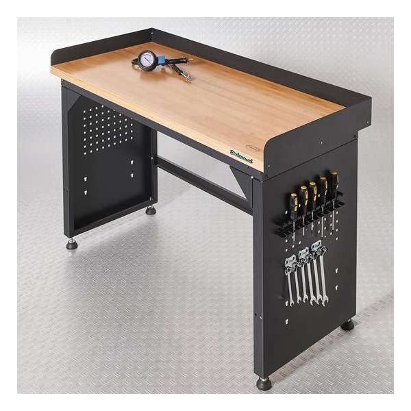 Datona® Werkbank PRO - eiken werkblad - 150 cm -  Zwart