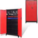 vidaXL Gereedschapskast met 2 deuren 90x40x180 cm staal zwart en rood