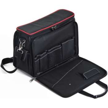HOMdotCOM Gereedschapstas met schouderband zwart/rood 38 x 20 x 31cm