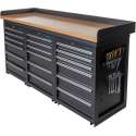 Datona® Werkbank PRO - bamboe werkblad - 18 lades - 200 cm -  Zwart