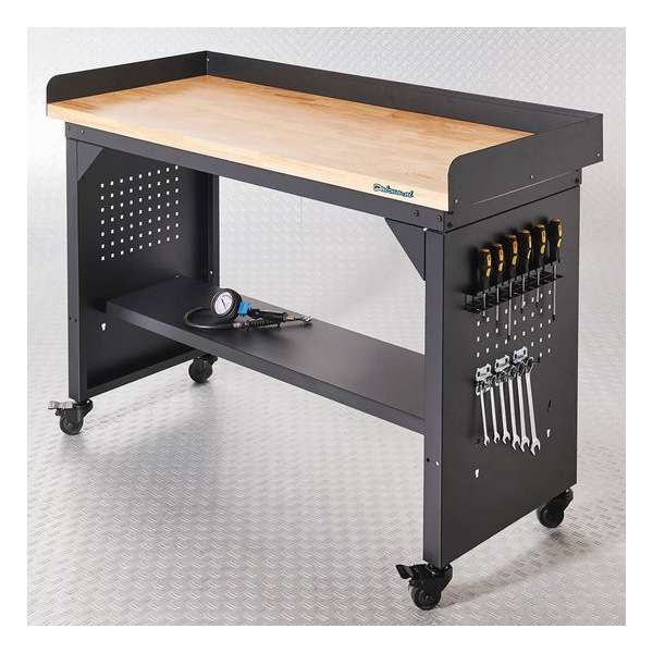 Datona® Werkbank PRO - eiken werkblad - legbord verrijdbaar - 150 cm - Zwart Datona® Werkbank PRO - eiken werkblad - legbord verrijdbaar - 150 cm - Zwart