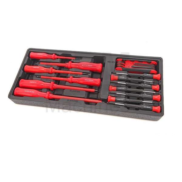 21 Delige Schroevendraaierset + Inlay voor universele Gereedschapswagen voor pro's 21 Delige Schroevendraaierset + Inlay voor universele Gereedschapswagen voor pro's