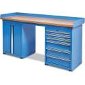 Datona® Werkbank PRO bamboe - 6 lades - opbergkast - 200 cm -  Blauw
