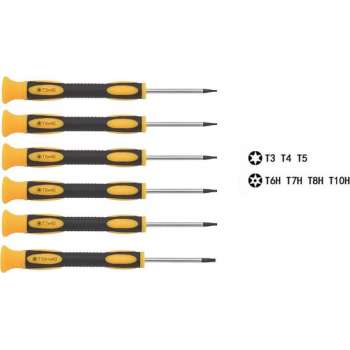 6 Delige Torx Schroevendraaierset - Torx - Set - Bits - T3 - T4 - T5 - T6 - T7 - T10