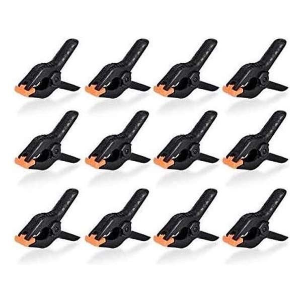LIJMKLEM - ZINAPS 12 STKS 2INCH zwarte nylon kettingklemmen zware veerklemmen voor mousseline papier achtergrond (WK 02129) LIJMKLEM - ZINAPS 12 STKS 2INCH zwarte nylon kettingklemmen zware veerklemmen voor mousseline papier achtergrond (WK 02129)