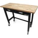 Professionele 122 cm Verrijdbare Werkbank Met 2 Laden en Massief Houten Werkblad