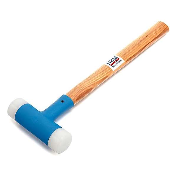 HBM 35 mm. Terugslagloze Nylon Hamer met Houten Steel HBM 35 mm. Terugslagloze Nylon Hamer met Houten Steel