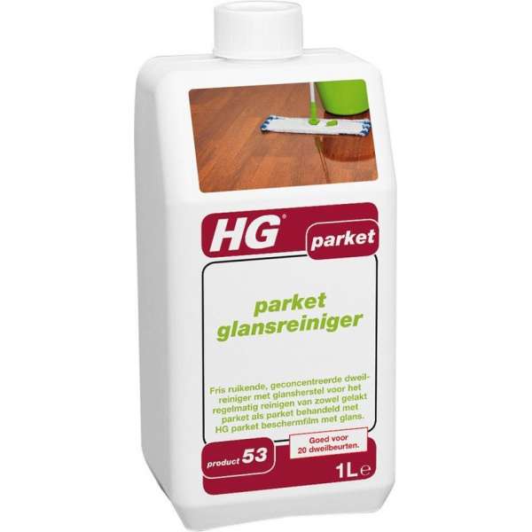 HG parketreiniger glans (product 53) - 1L - Geconcentreerde reiniger met glansherstel - voor 20 dweilbeurten HG parketreiniger glans (product 53) - 1L - Geconcentreerde reiniger met glansherstel - voor 20 dweilbeurten