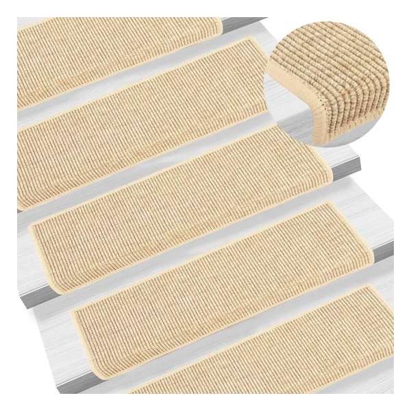 vidaXL Trapmatten zelfklevend 15 st sisal-look 65x25 cm lichtbeige vidaXL Trapmatten zelfklevend 15 st sisal-look 65x25 cm lichtbeige
