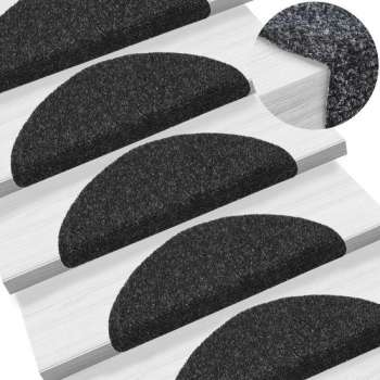 Trapmat (INCL antistofdoekjes) zelfklevend trappenmat trapmatten set 15delig zwart 54x16x4cm