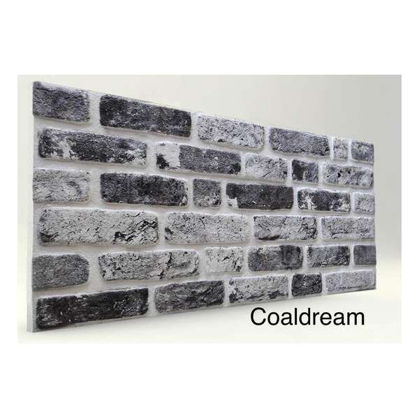 ARMAN`S DECOR 4 x 3D Wandpanelen (2m2), Coaldream, bakstenen effect, steenstrips, gevelbekleding binnen/buiten,EPS,piepschuim