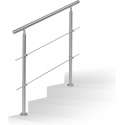 relaxdays trapleuning rvs - leuning voor binnen en buiten - zilver - modern