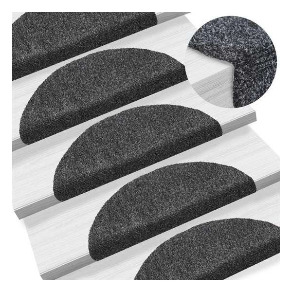 Trapmat trappenmat set trapmatten trapbekleding mat voor trap donker grijs set 15 54x16x4cm